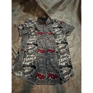 Mens Comic Strip Hawaiian Short Sleeve Button front size small